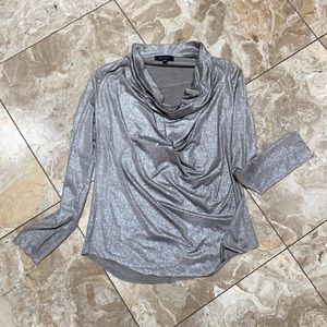 Karen Kane silver lame stretch blouse